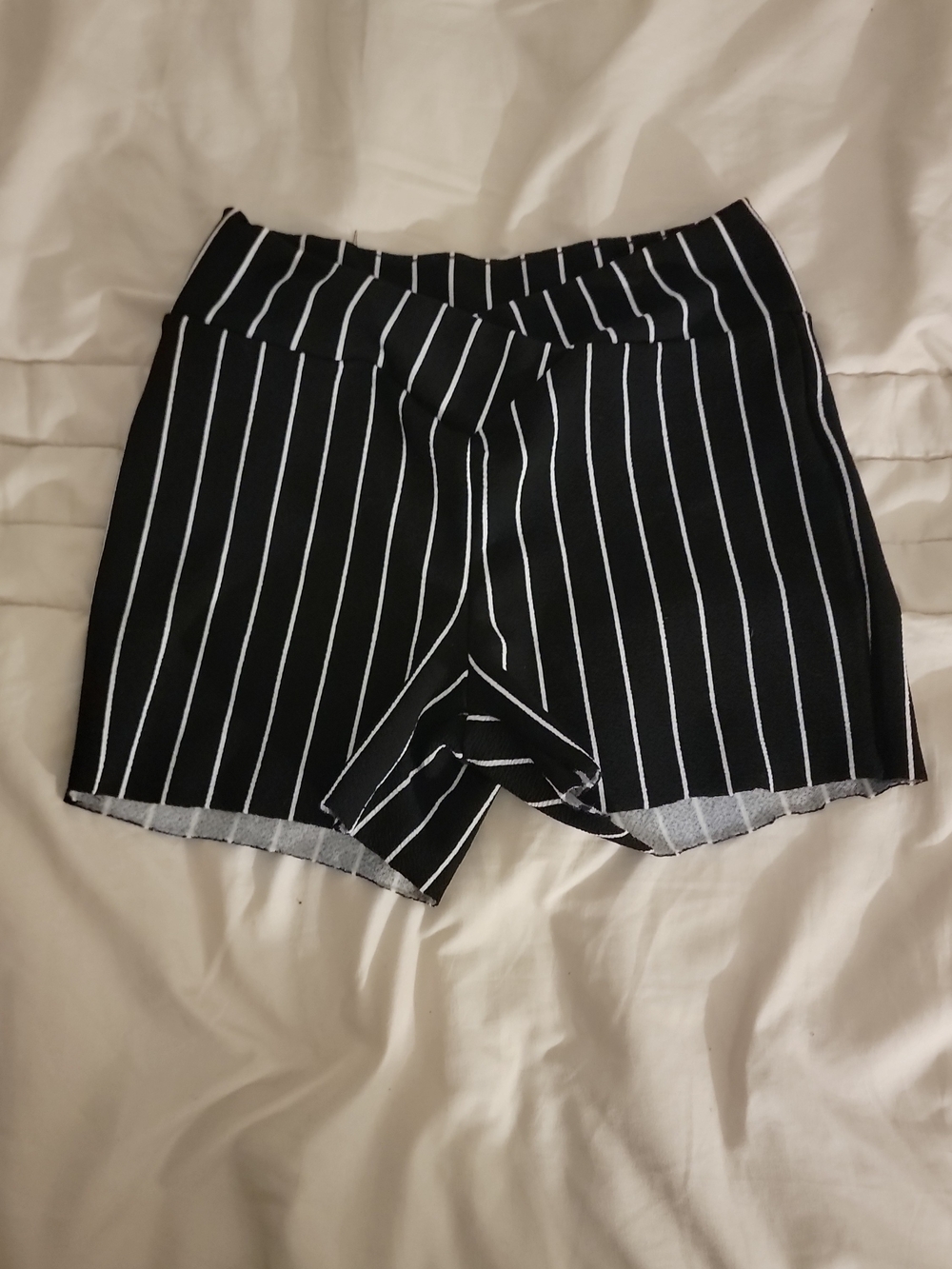 SHEIN Black and White Pinstripe High Waist Shorts